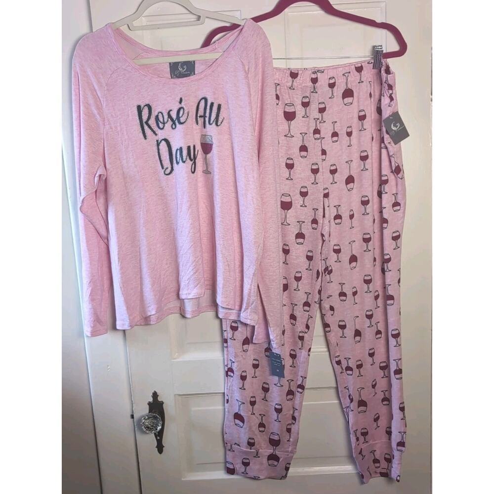PJ Couture Women's Sleep Set Rose Au Day Wine Pink Size 2X(889)